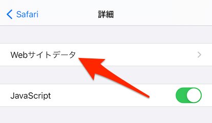 「Webサイトデータ」をタップ